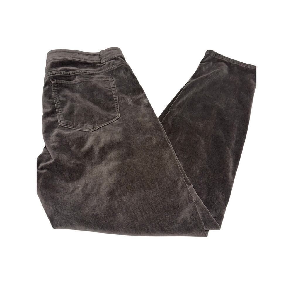 J. Jill Women’s Velvet Pants Slim Leg Ankle Taupe 10 Casual Neutral Soft